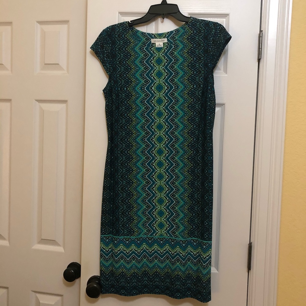 Liz Claiborne NWT green geometric print dress